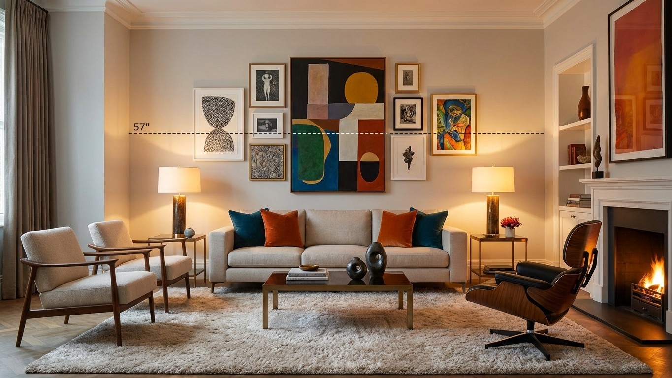 Ich habe meine Bilder immer willkürlich aufgehängt, bis mir ein Innenarchitekt diese Proportionsregel zeigte