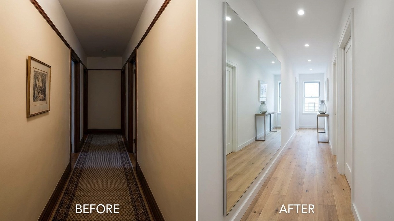 Mein Flur wirkte erdrückend, bis ich diesen Spiegel-Trick eines Innenarchitekten entdeckte