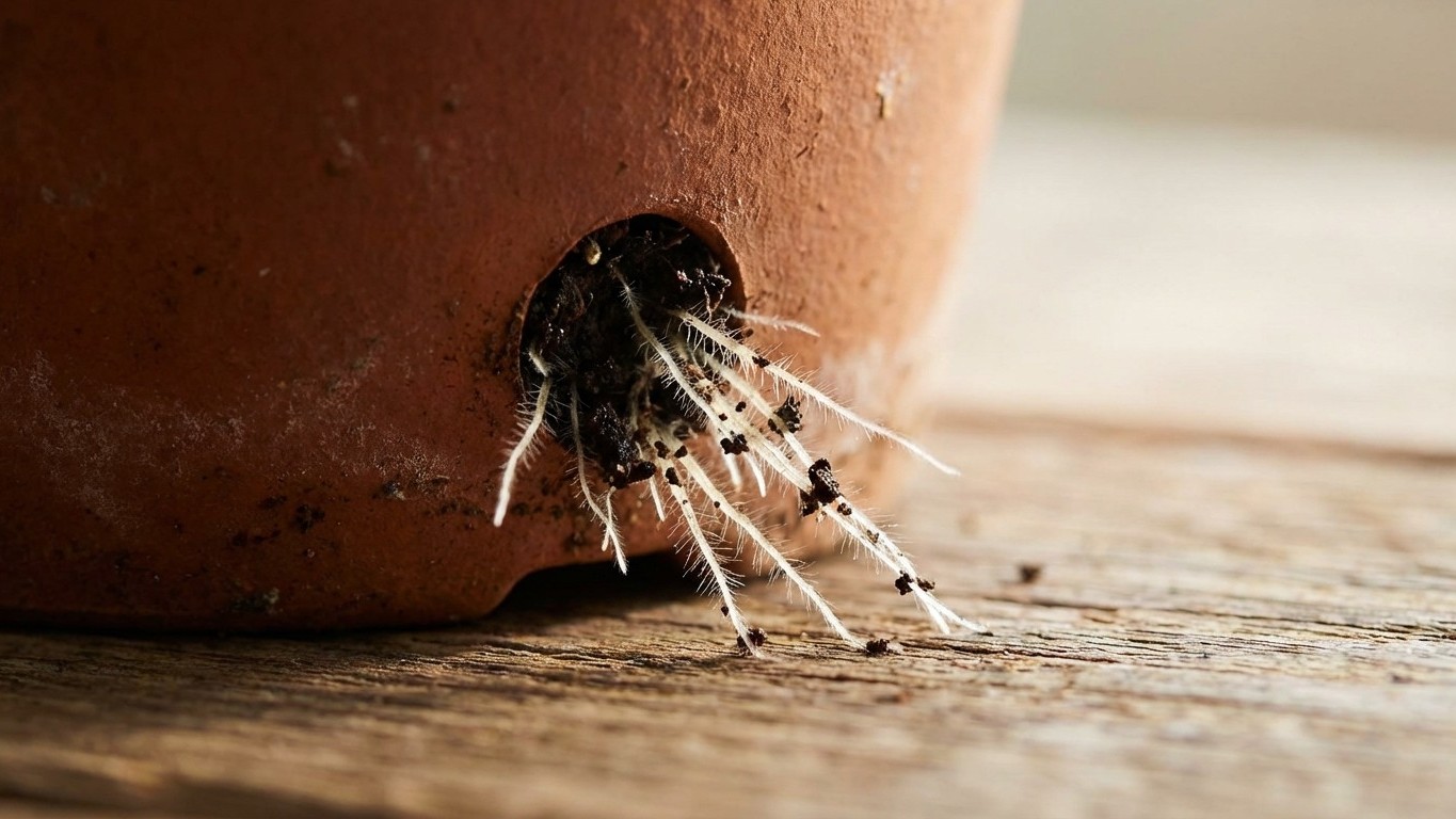Weiße Wurzeln im Topfboden? Das ist dein Pflanzensignal zum Umtopfen