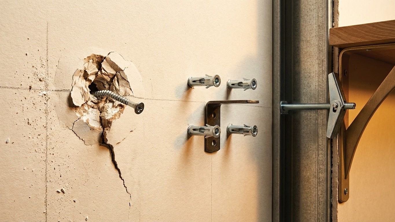 Wer Regale an Rigips schraubt, macht fast immer diesen Fehler, der alles zum Absturz bringt