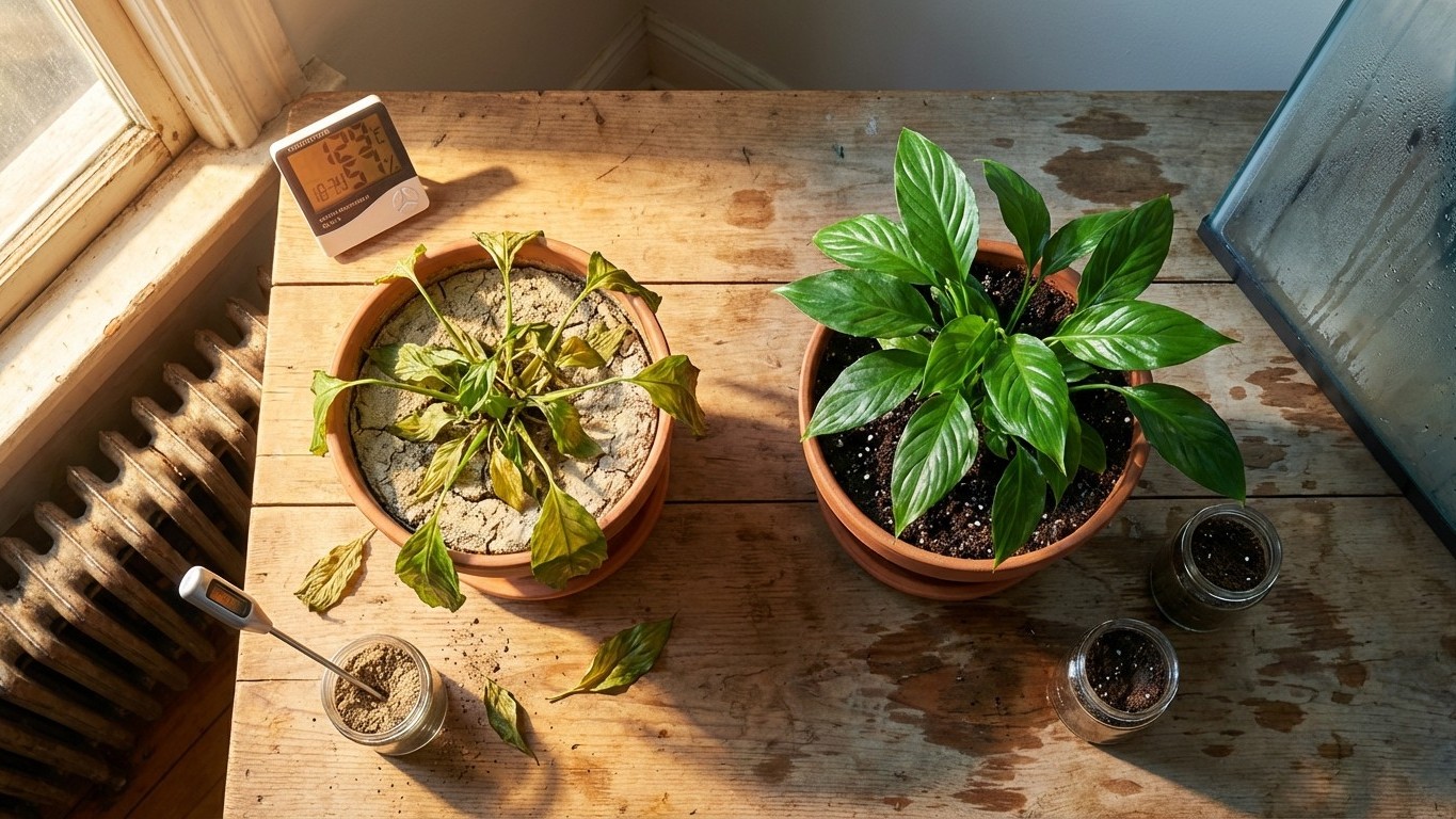 Zimmerpflanzen gießen je nach standort: licht, heizung, luftfeuchte und substrat