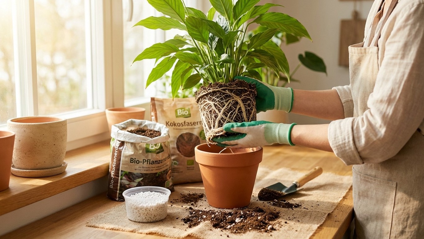Zimmerpflanzen im Frühjahr umtopfen: So wählen Sie Erde & prüfen die Wurzeln richtig