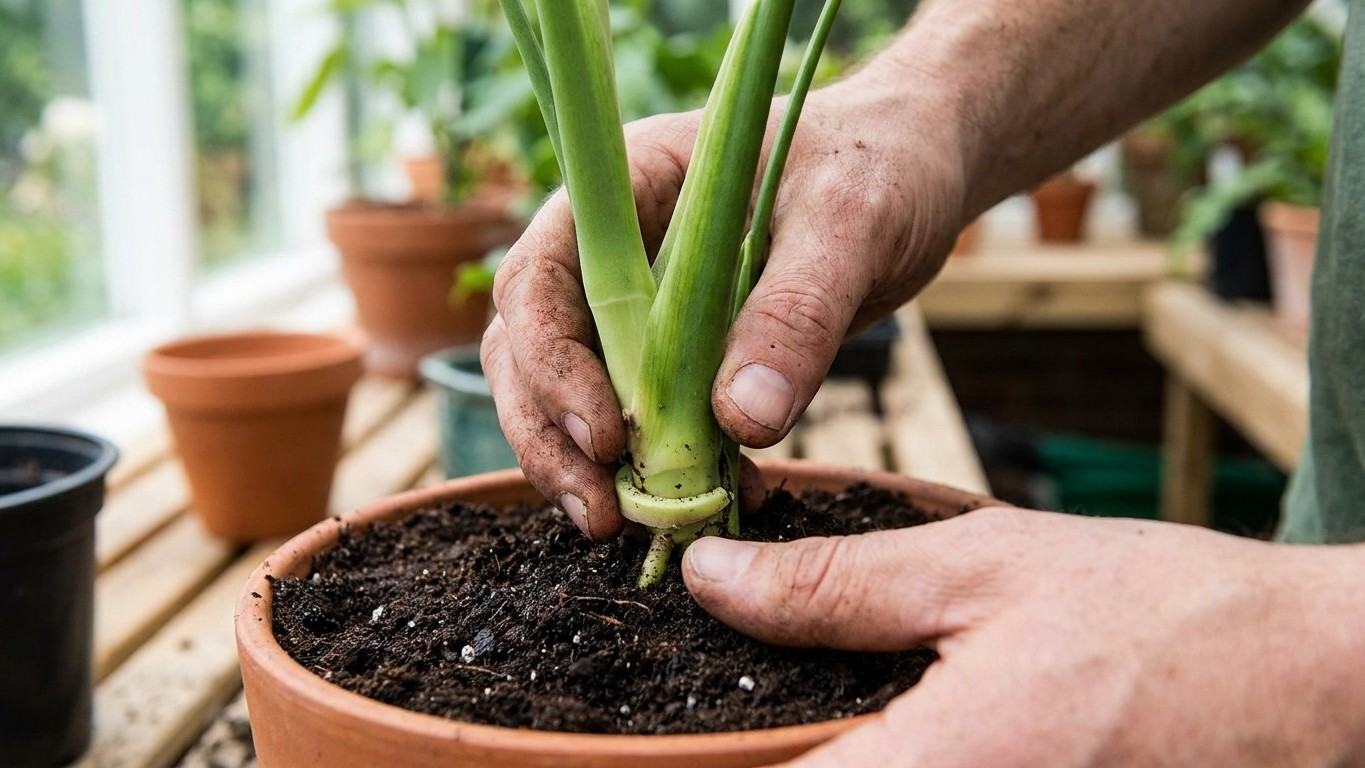 Der tödliche Umtopf-Fehler: Warum der Wurzelhals verfault und deine Pflanze stirbt
