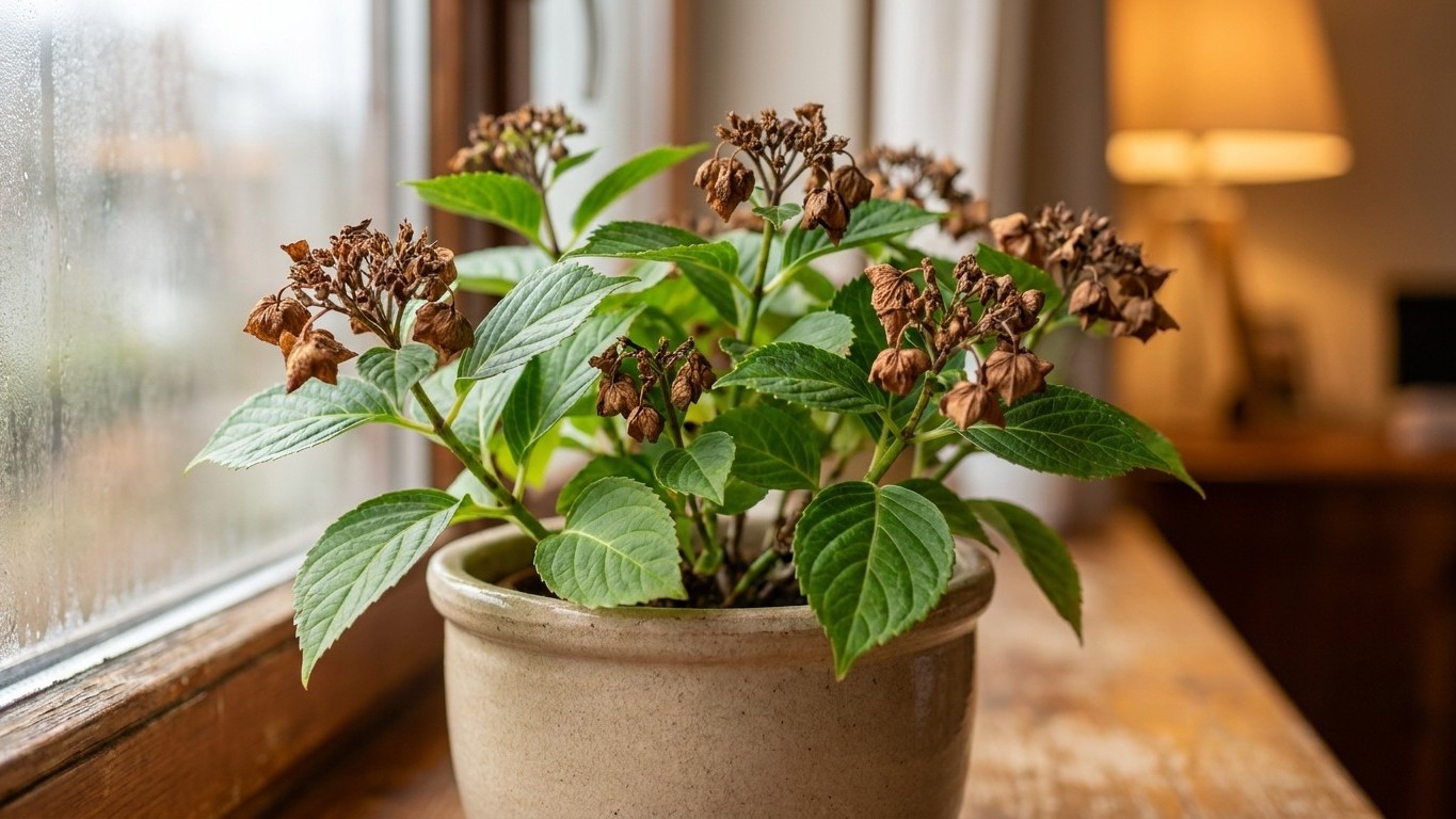 Hortensie am Heizungsfenster: Warum deine Knospen braun werden und wie du es verhinderst