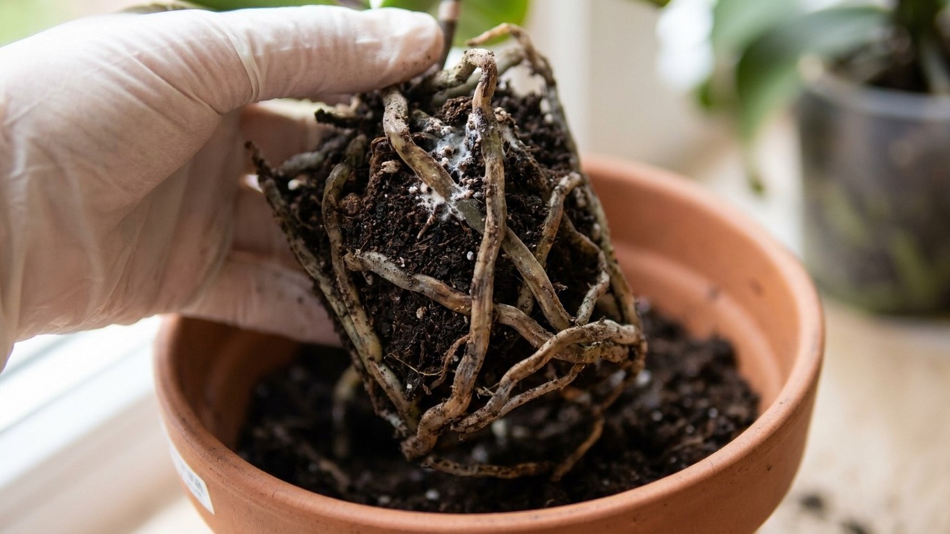 Ich habe meine Orchidee monatelang mit Eiswürfeln gegossen wie im US-Trend empfohlen: als ich die Wurzeln aus dem Topf hob...