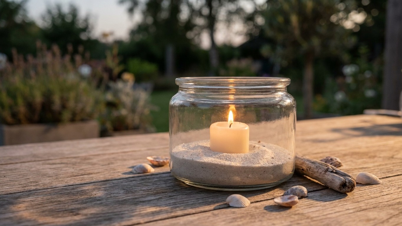 Windlichter selber machen: Glas, Sand und Kerzen für magische Sommerabende