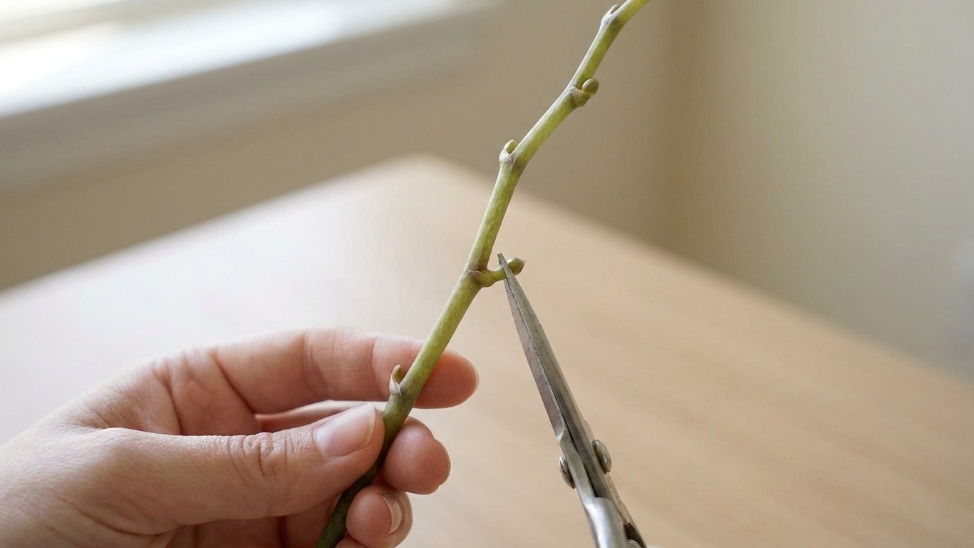 Erfahrene Züchter kappen den Phalaenopsis-Stiel nach der Blüte nie am Ansatz: die Stelle, auf die es wirklich ankommt, sit...