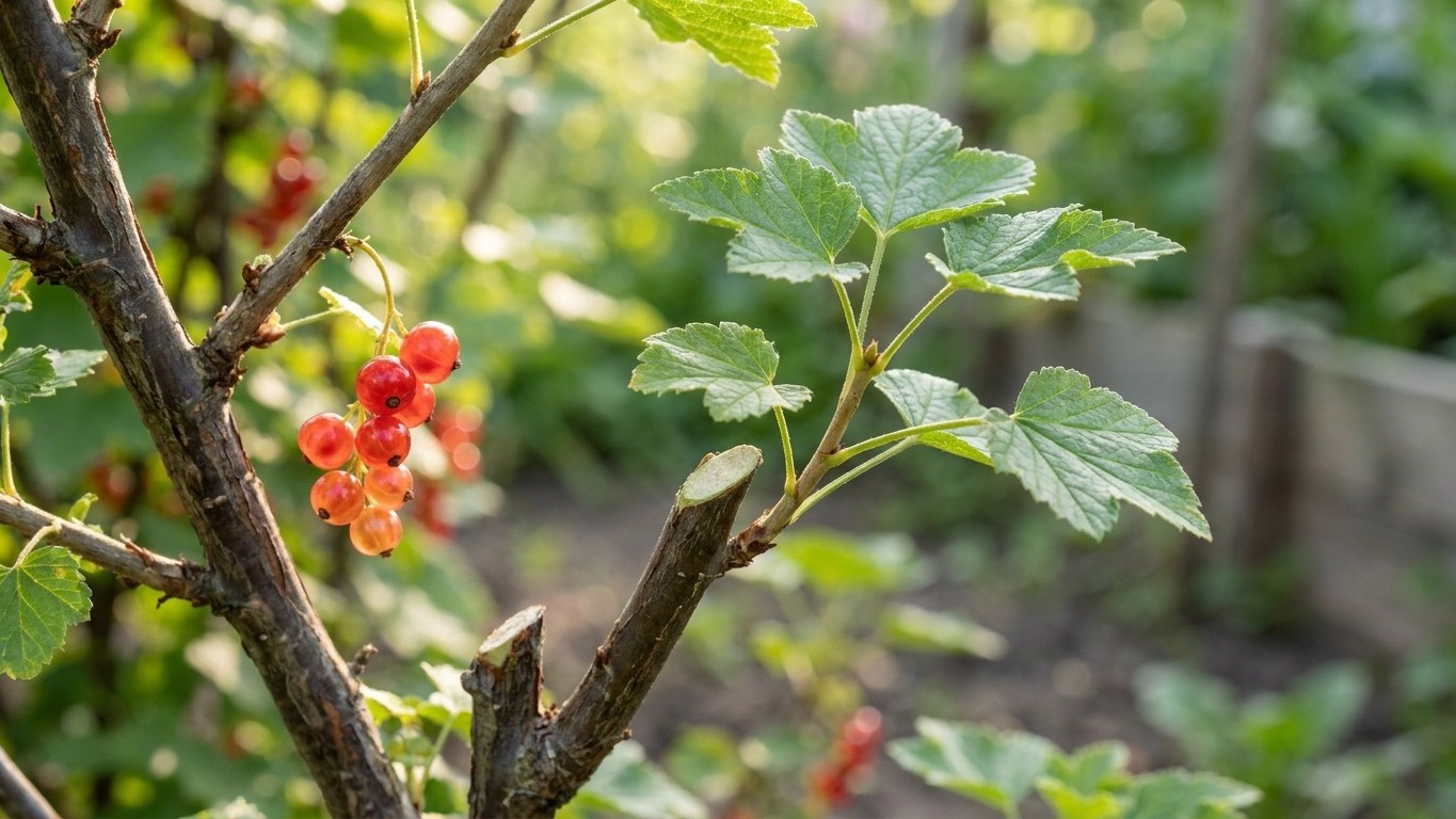 Ich habe die Seitentriebe meiner roten Johannisbeere im Spätsommer nur zum Auslichten auf fünf Blätter gekürzt: im nächste...