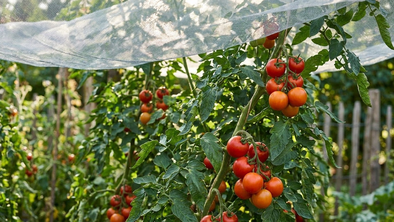 Ich habe Ende Juli ein Schattiernetz über meine Tomaten gespannt, nur damit die Blätter nicht verbrennen: im September hin...