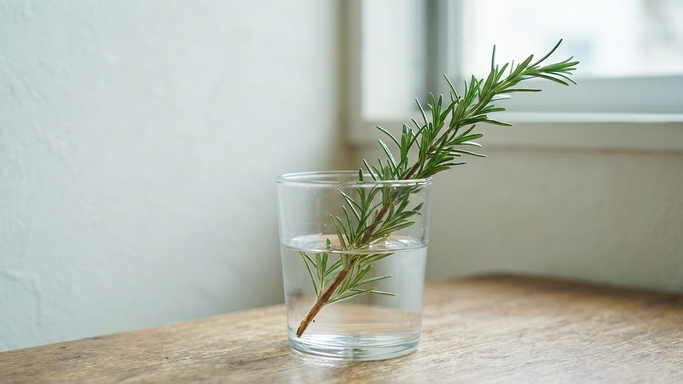Ich habe im August die weichen grünen Rosmarinspitzen ins Wasserglas gestellt, nur weil sie so kräftig aussahen: als ich v...
