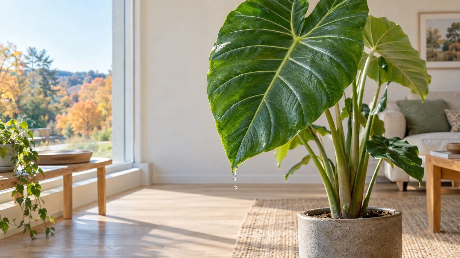 Alocasia tropft aus den Blattspitzen: Was das bedeutet und wann man das Gießen ändern sollte