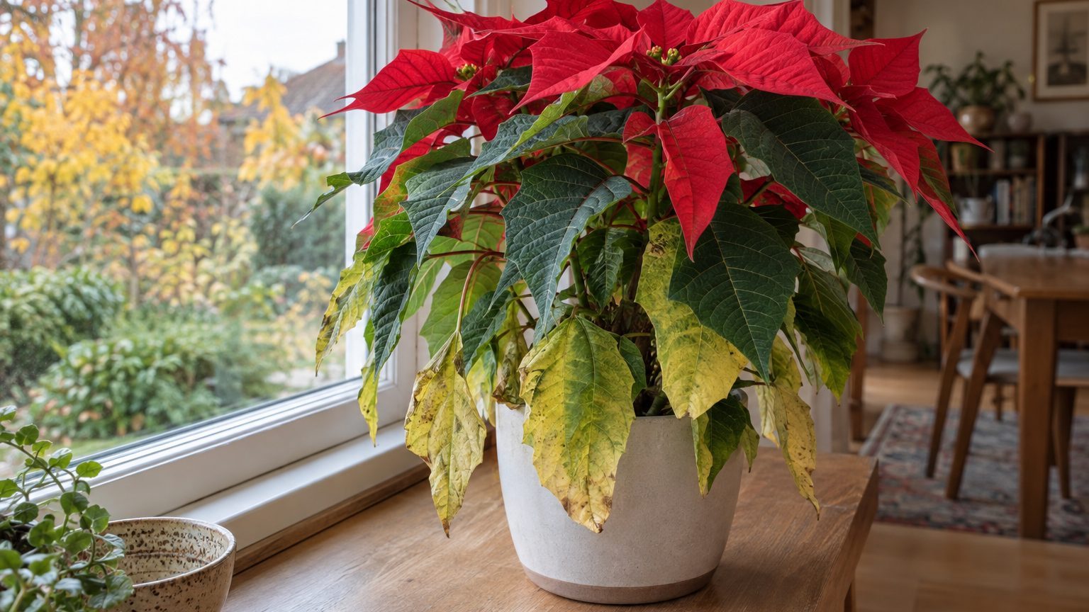 Weihnachtsstern verliert Blätter: die 5 häufigsten Ursachen und wie man sie am Blattbild erkennt